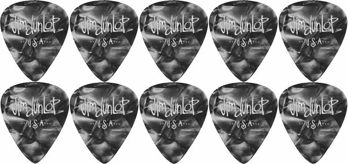 10 x Jim Dunlop Celluloid Black Pearloid Extra-Heavy Gauge Guitar Picks *NEW*