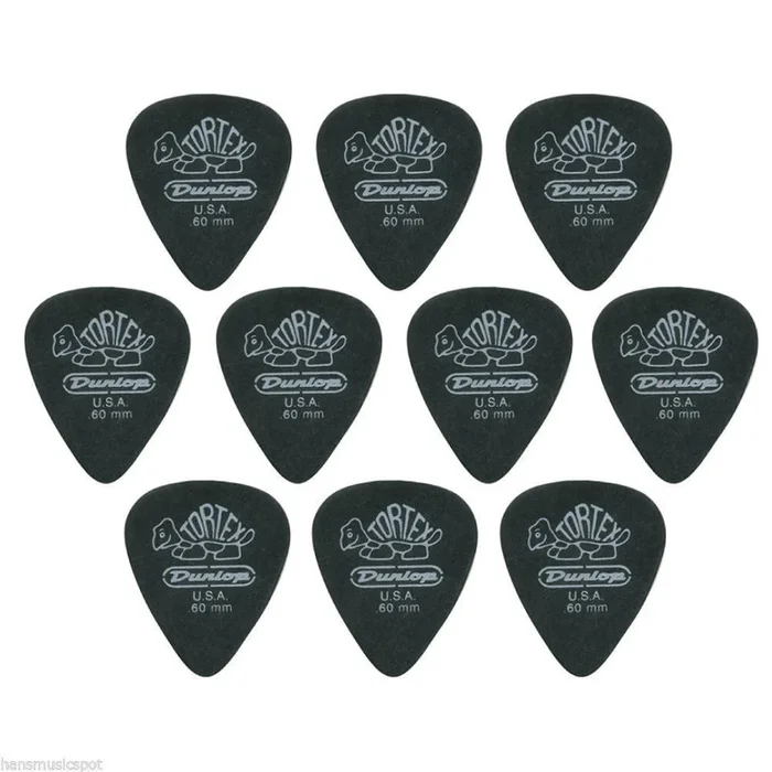 10 x Jim Dunlop TORTEX Pitch Black 0.60mm Guitar Picks NEW 488R Free Postage