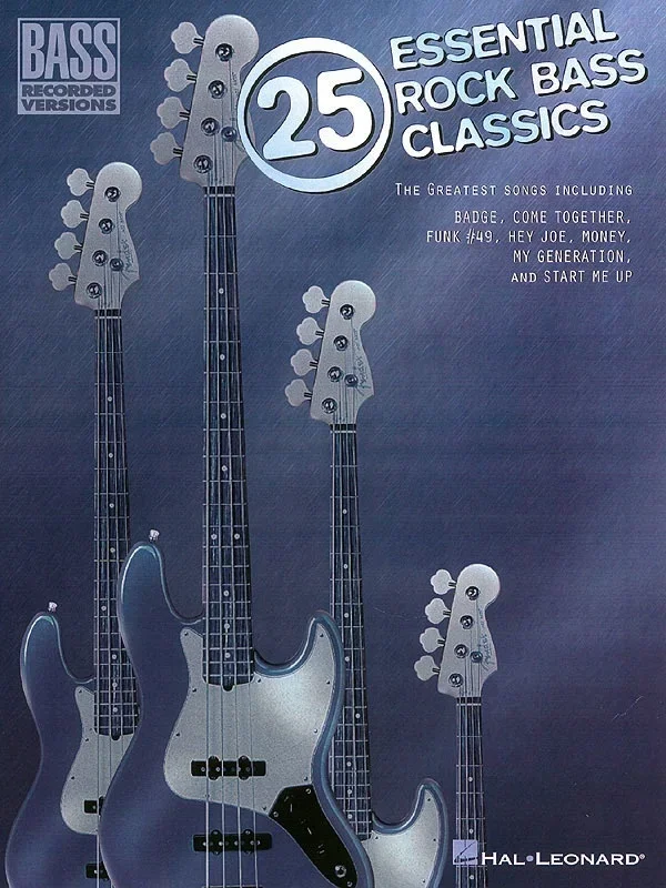 25 Essential Rock Bass Classics Bass TAB (Softcover Book)