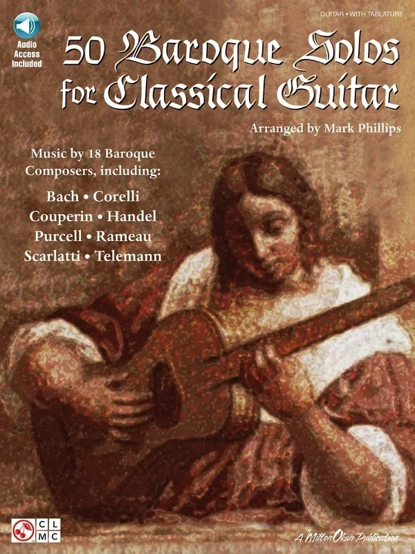 50 Baroque Solos For Classical Guitar W TAB (Softcover Book/CD)