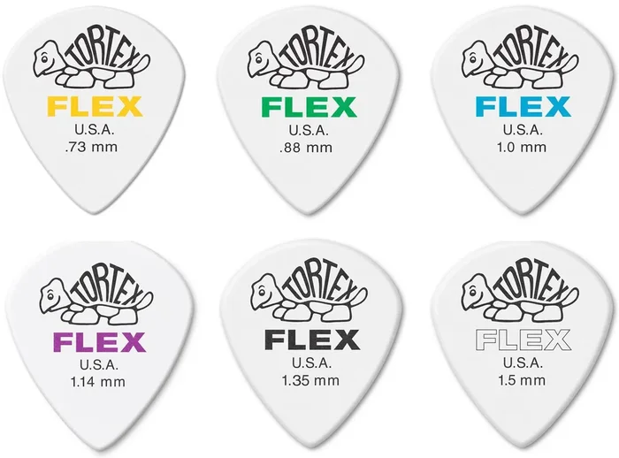 6 x Jim Dunlop Tortex Jazz III FLEX Variety Gauge Guitar Picks 468R Mixed