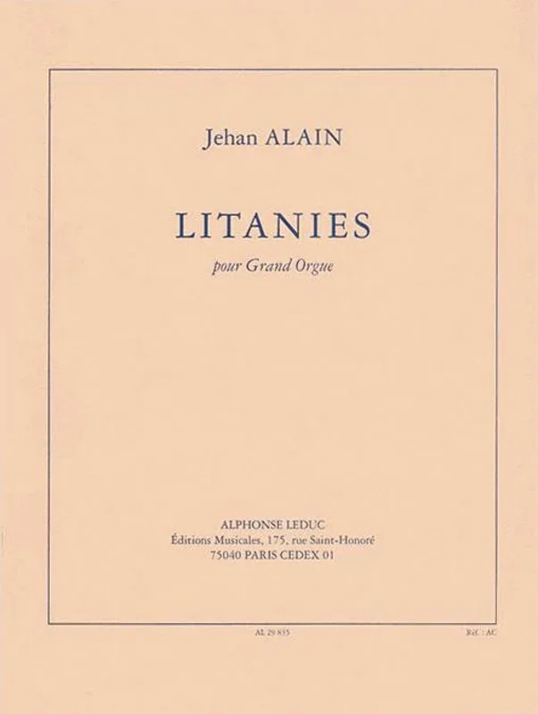 Alain – Litanies Pour Grand Organ (Softcover Book)