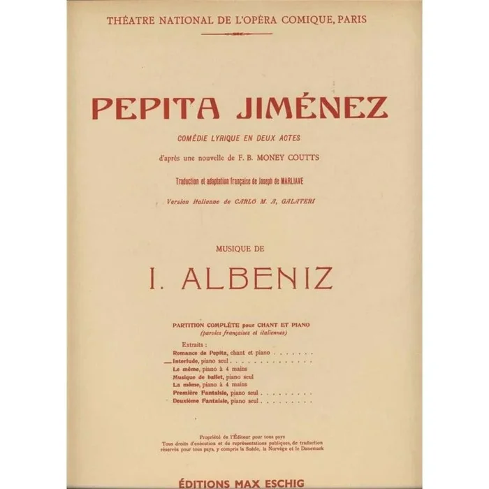 Albéniz, Isaac – Pepita Jimenez Livret