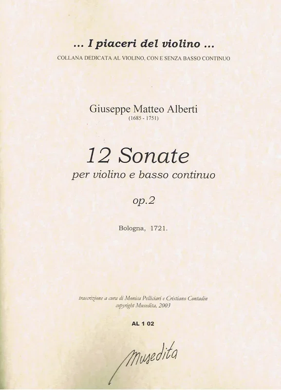 Alberti 12 Sonatas for Violin and Basso Continuo, Op. 2