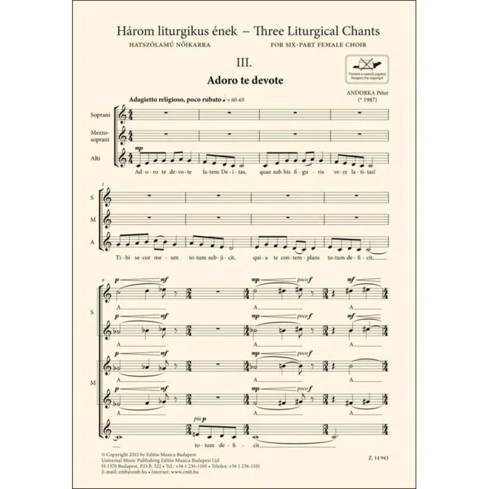 Andorka, Péter – Three Liturgical Chants III
