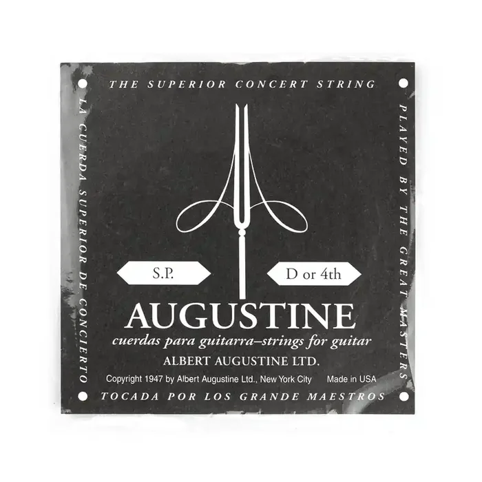 Augustine Classic Black Label Silver Wound Classical Guitar D-4th Single String .0285, Low Tension