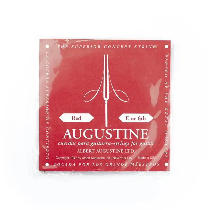 Augustine Classic Red Silver E-6th (.0425″) Classical Guitar Single String, Normal Tension
