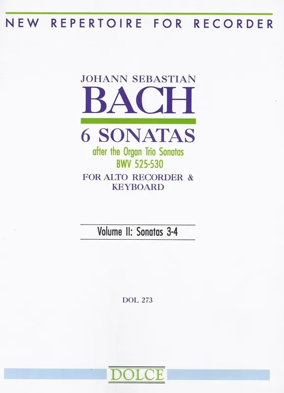 Bach 6 Sonatas after the Organ Trio Sonatas for Alto Recorder and Keyboard, Vol. 2