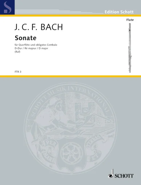 Bach, Johann Christoph Friedrich : Bach, Johann Christoph Friedrich : Sonata D major, – flute (violin) and obligatoryes harpsichord (p