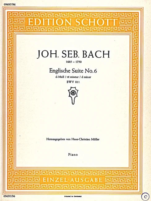 Bach, Johann Sebastian : Bach, Johann Sebastian : English Suite No. 6 D minor, – piano – Schott Digital
