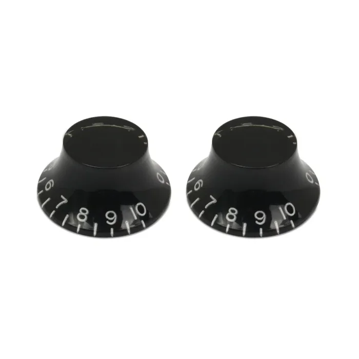 Bell Knob (Set of 2) Black, Embossed White Numbers, USA fit and CTS pots