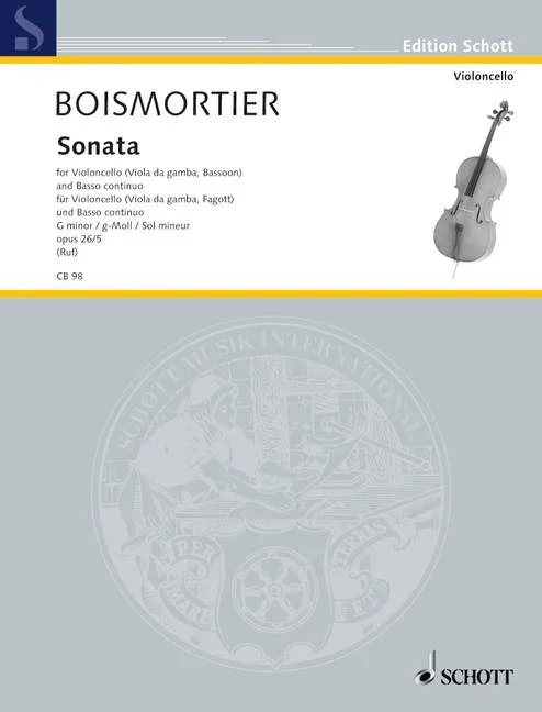 Boismortier, Joseph Bodin de : Boismortier, Joseph Bodin de : Sonata, No. 5 G Minor – cello (bassoon, viola da gamba) and basso con