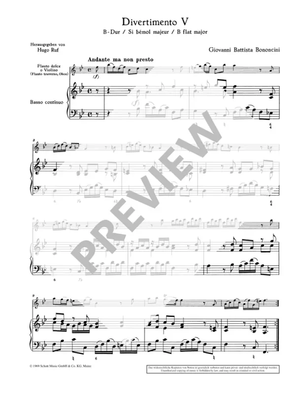 Bononcini Divertimenti da camera – Volume 3