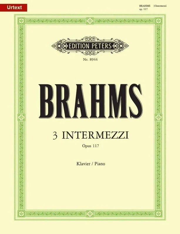 Brahms – 3 Intermezzi Op 117 Urtext (Softcover Book)
