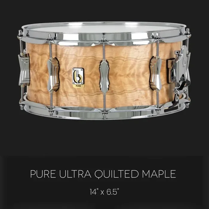 British Drum Company Founders Reserve Pure Series Snare Drum Quilted Maple 14×6.5″