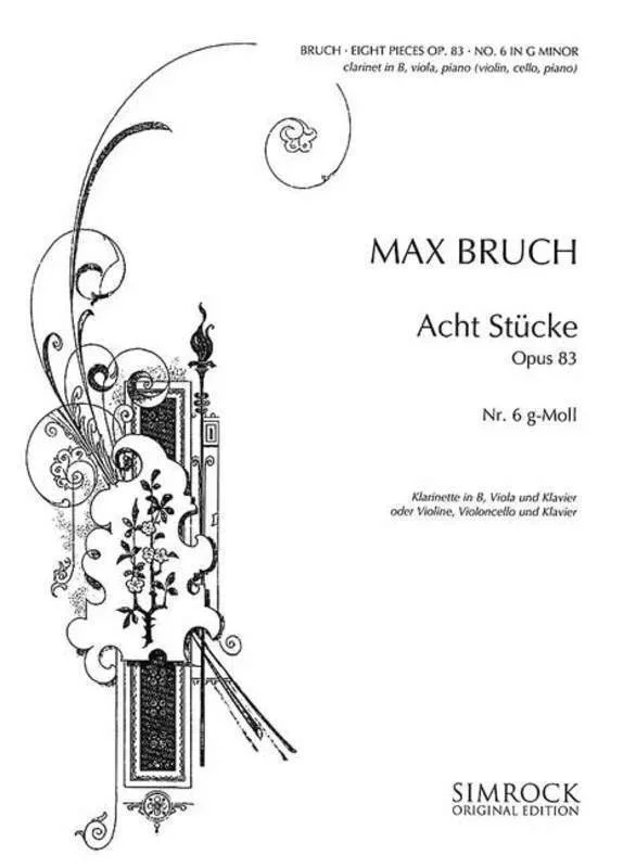Bruch – 8 Pieces Op 83 No 6 G Minor Violin/Viola/Piano (Softcover Book)
