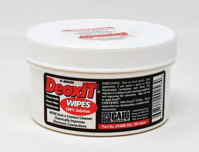 Caig DeoxIT, D100W-3X3 (Wipes, 3.0 x 3.0″), 100 wipes