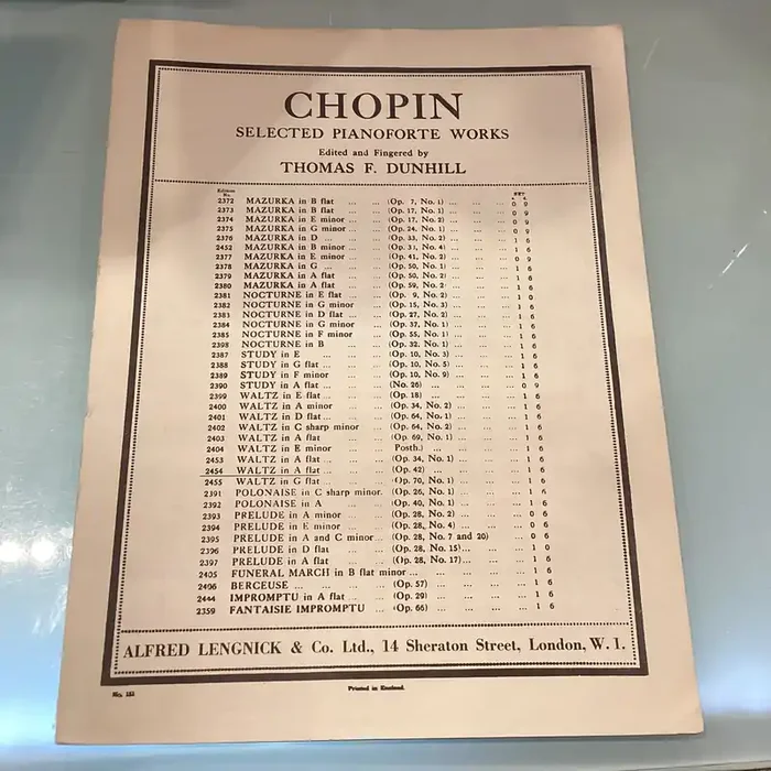 Chopin Waltz in Ab Op.42 Edited and Fingered by Thomas F Dunhill (Single Piece)