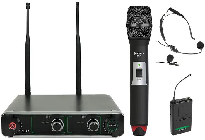 Chord – SU20 Compact Dual UHF Combo Head-Set & Handheld Microphone Set (Combo 863.42+864.3)