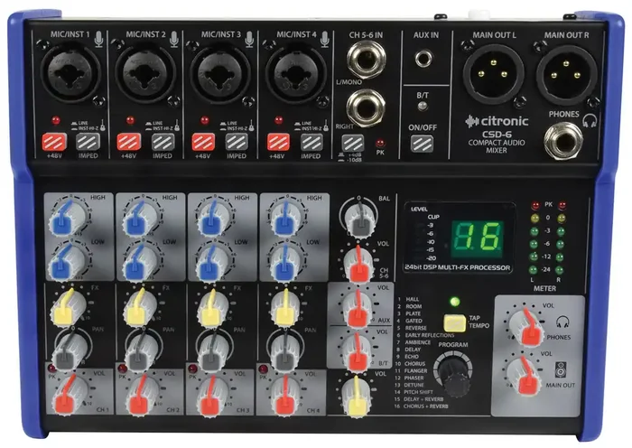 Citronic – CSD-6 Compact Mixer With Bluetooth and DSP Effects