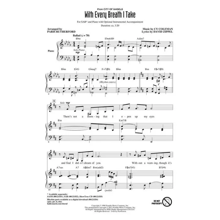 Coleman & Zippel – With Every Breath I Take (from City of Angels)