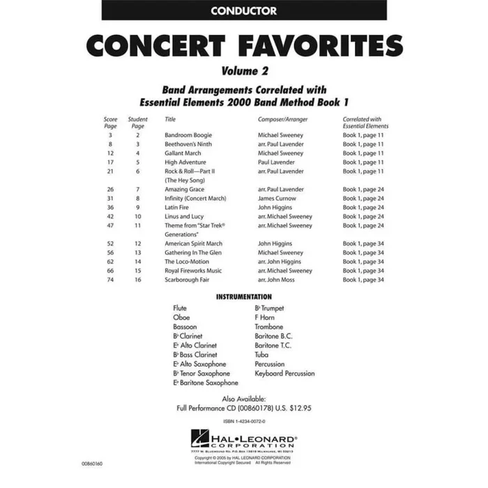 Concert Favorites, Vol. 2 – Conductor