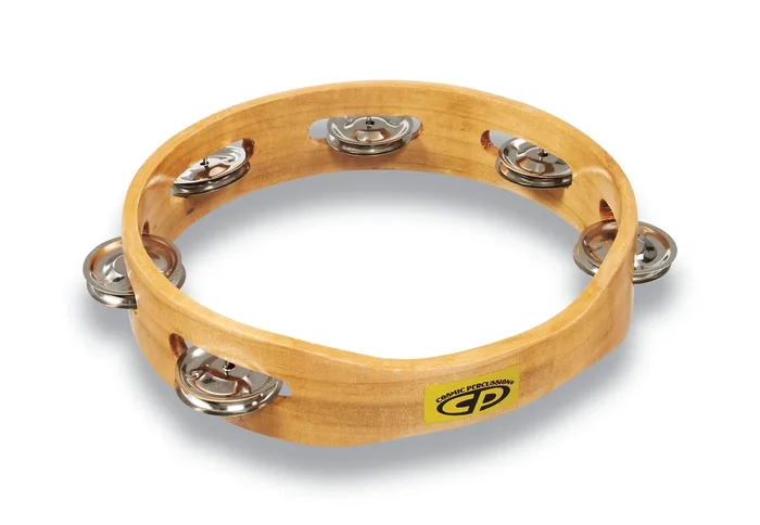 CP by Latin Percussion CP388 8″ Handheld Single Row Tambourine – Steel Jingles
