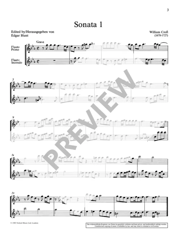 Croft 6 Sonatas for Recorder Duet