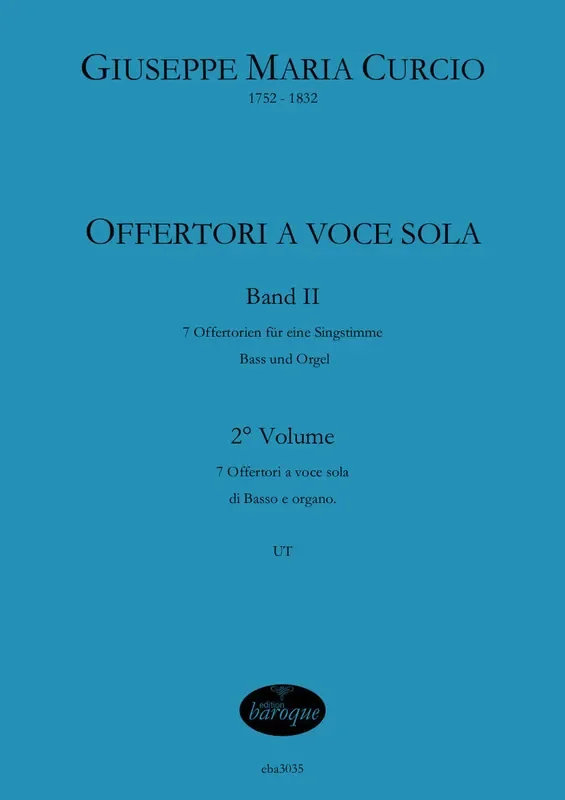 Curcio Offertori a voce sola, Vol. 2 for Bass and Organ