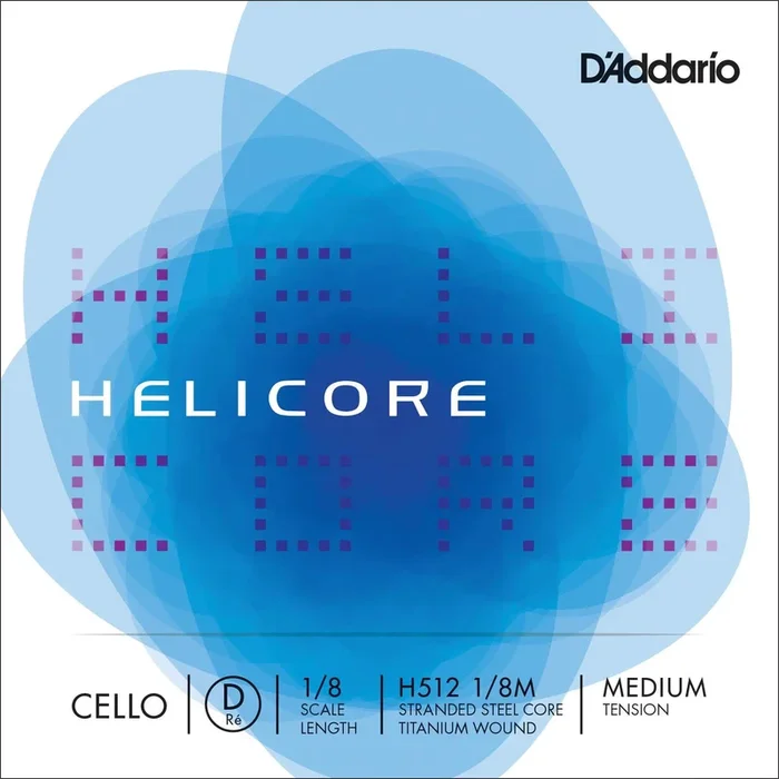 D’Addario Helicore Cello Single D String, 1/8 Scale, Medium Tension