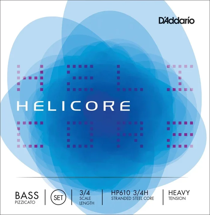D’Addario Helicore Pizzicato Bass String Set, 3/4 Scale, Heavy Tension
