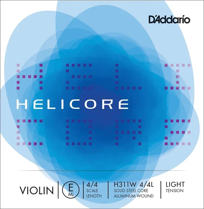 D’Addario Helicore Violin Single Aluminium Wound E String, 4/4 Scale, Light Tension