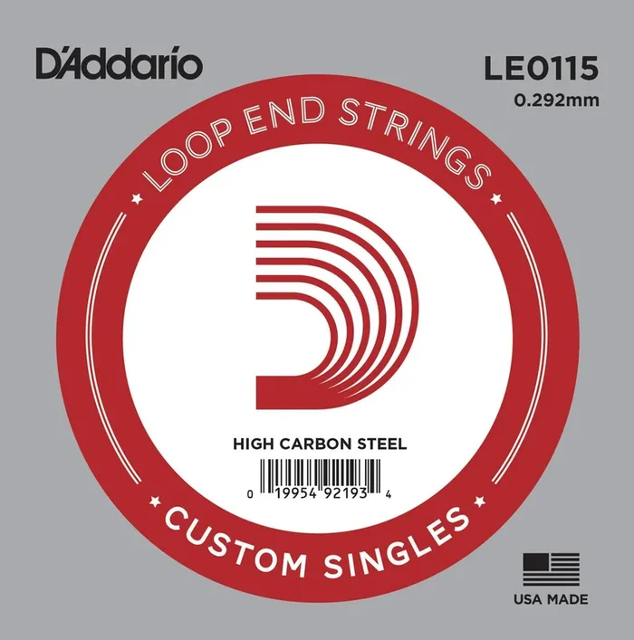 D’Addario LE0115 Plain Steel Loop End Single String, .0115
