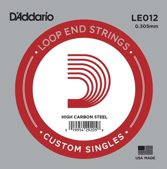 D’Addario LE012 Plain Steel Loop End Single String, .012