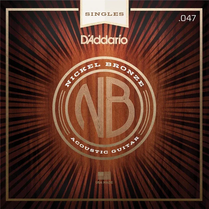 D’Addario NB047 Nickel Bronze Wound Acoustic Guitar Single String, .047