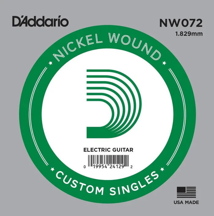 D’Addario NW072 Nickel Wound Electric Guitar Single String, .072