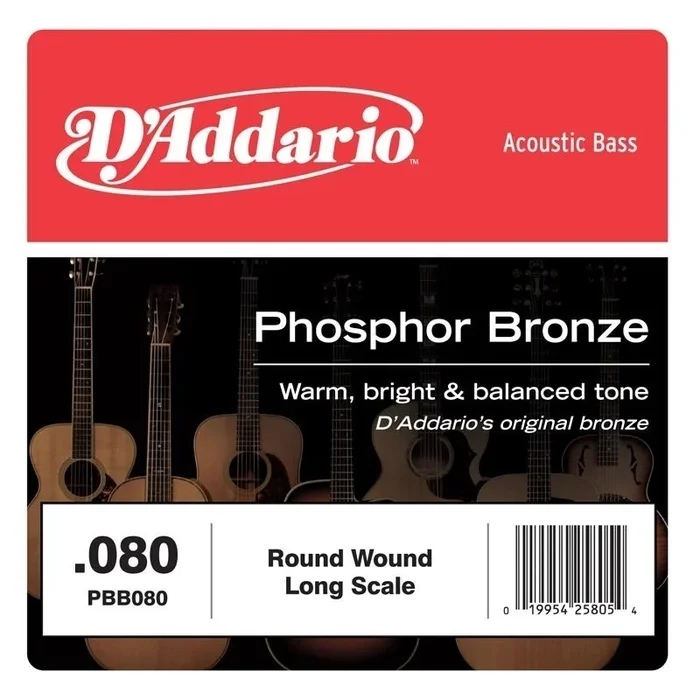 D’Addario PBB080 Phosphor Bronze Acoustic Bass Single Strings Long Scale, .080