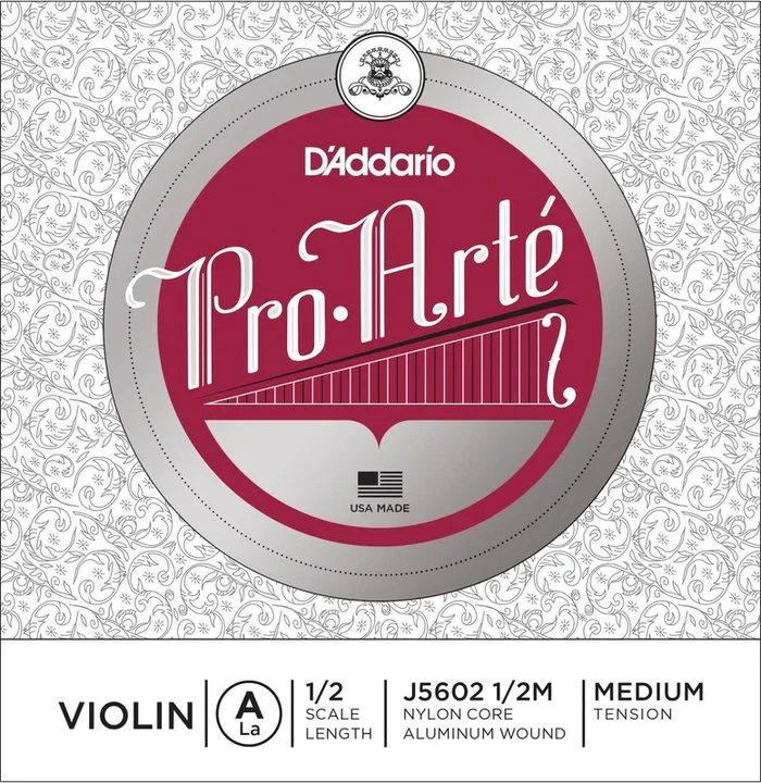 D’Addario Pro-Arte Violin Single A String, 1/2 Scale, Medium Tension