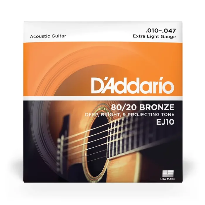 D‘Addario 80/20 Bronze 10-47 Acoustic Guitar Strings, Extra Light