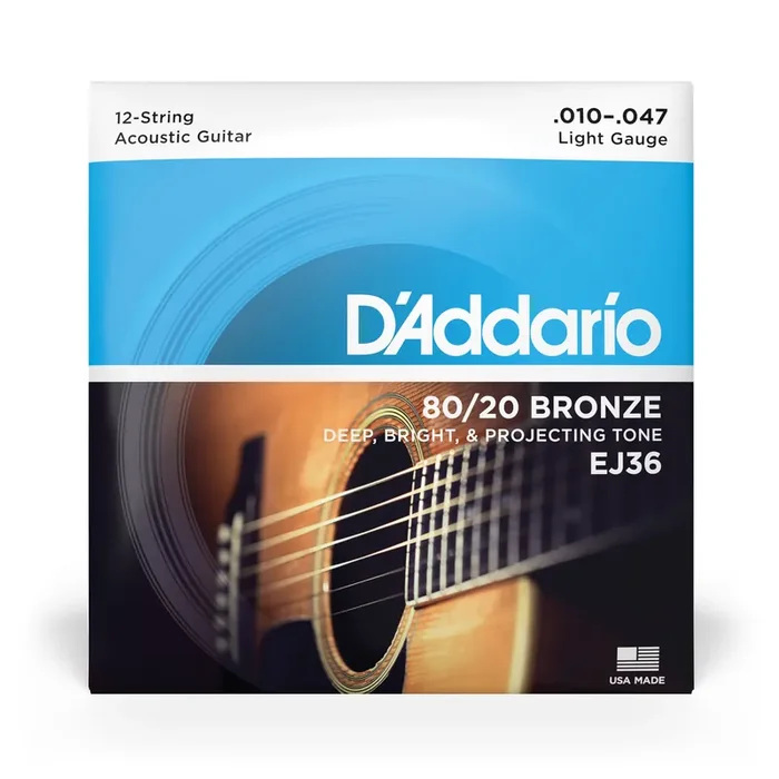 D‘Addario 80/20 Bronze 12-String 10-47 Acoustic Guitar Strings, Light