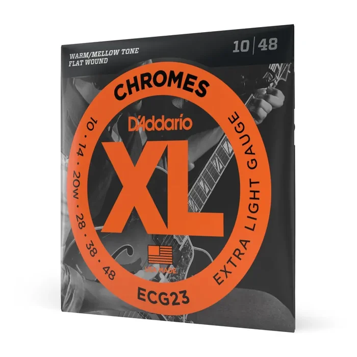 D‘Addario ECG23 Chromes Flat Wound Electric Guitar Strings – Extra Light – 10-48