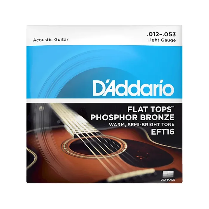 D‘Addario EFT16 Flat Tops Phosphor Bronze Acoustic Guitar Strings, Light, 12-53