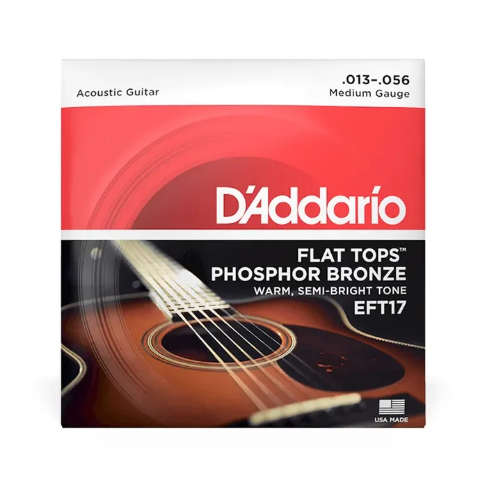 D‘Addario EFT17 Flat Tops Phosphor Bronze Acoustic Guitar Strings, Medium, 13-56
