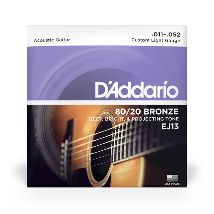 D‘Addario EJ13 80/20 Bronze Acoustic Guitar Strings, Custom Light, 11-52