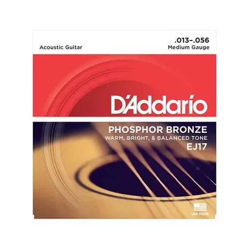 D‘Addario EJ17 Phosphor Bronze Acoustic Guitar Strings, Medium, 13-56