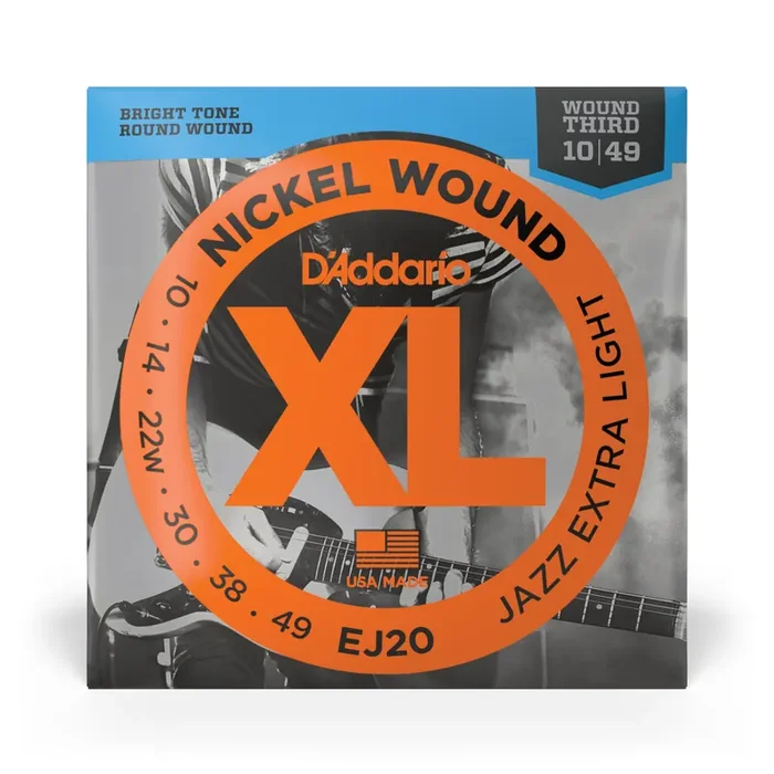D‘Addario EJ20 Jazz Nickel Wound 10-49 Electric Guitar Strings, Extra Light