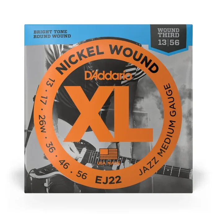 D‘Addario EJ22 Jazz Nickel Wound 13-56 Electric Guitar Strings, Medium