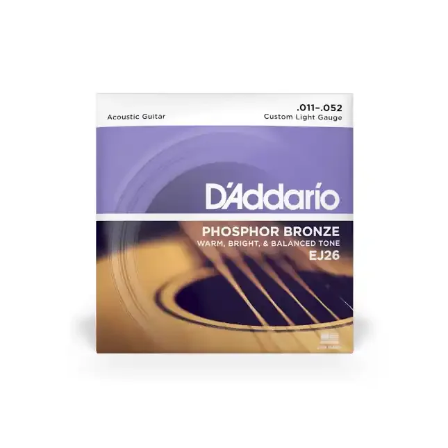 D‘Addario EJ26 11-52 Custom Light, Phosphor Bronze Acoustic Guitar Strings
