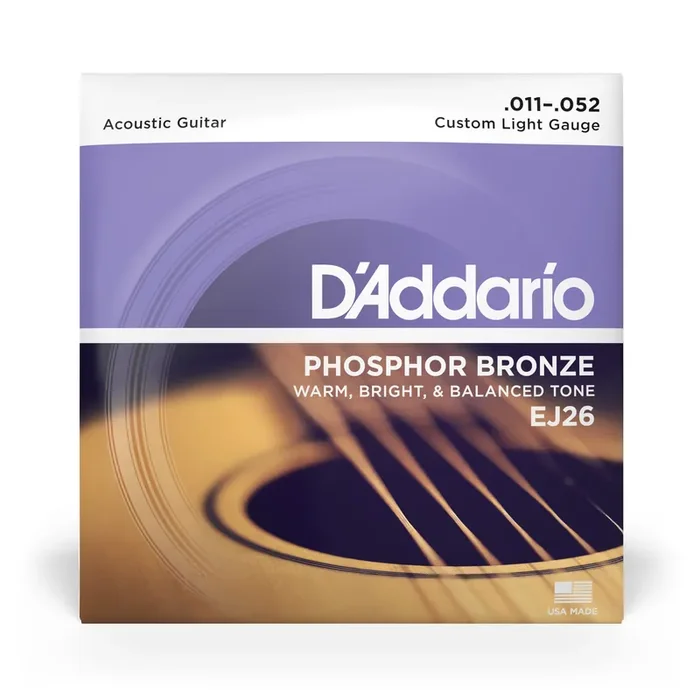 D‘Addario EJ26 Phosphor Bronze 11-52 Acoustic Guitar Strings, Custom Light