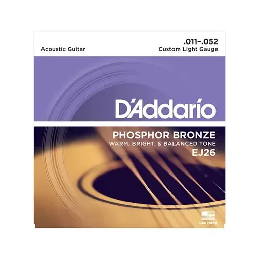 D‘Addario EJ26 Phosphor Bronze Acoustic Guitar Strings, Custom Light, 11-52